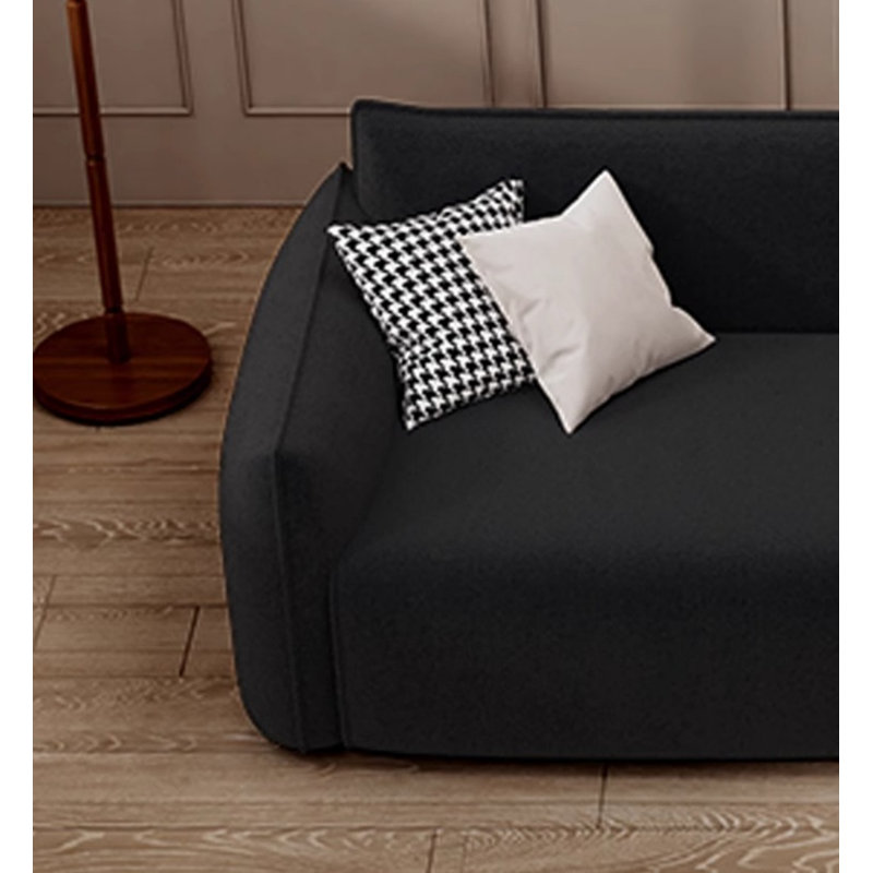 Vintage Cashmere Black Sofa, 27.55" H x 98.42" W x 37" D