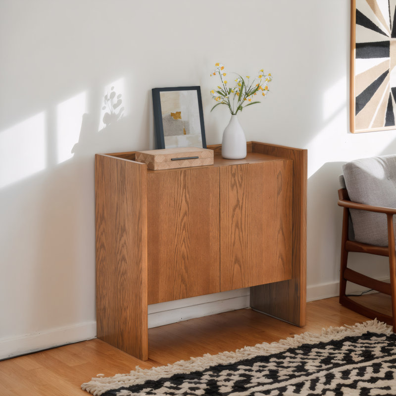 Rustic Walnut Sideboard, 33x31, Storage Cabinet for Living Room, Kitchen, Entryway, Hallway, Bedroom