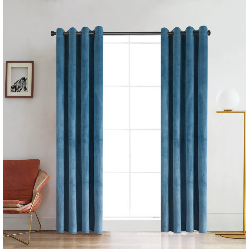 Panneau de rideau simple obscurcissant avec œillets Ciel, l 52 po x L 126 po, Bleu acier