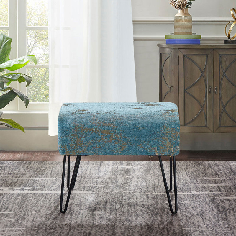 48.3cm Wide Rectangle Abstract Standard Ottoman, Turquoise