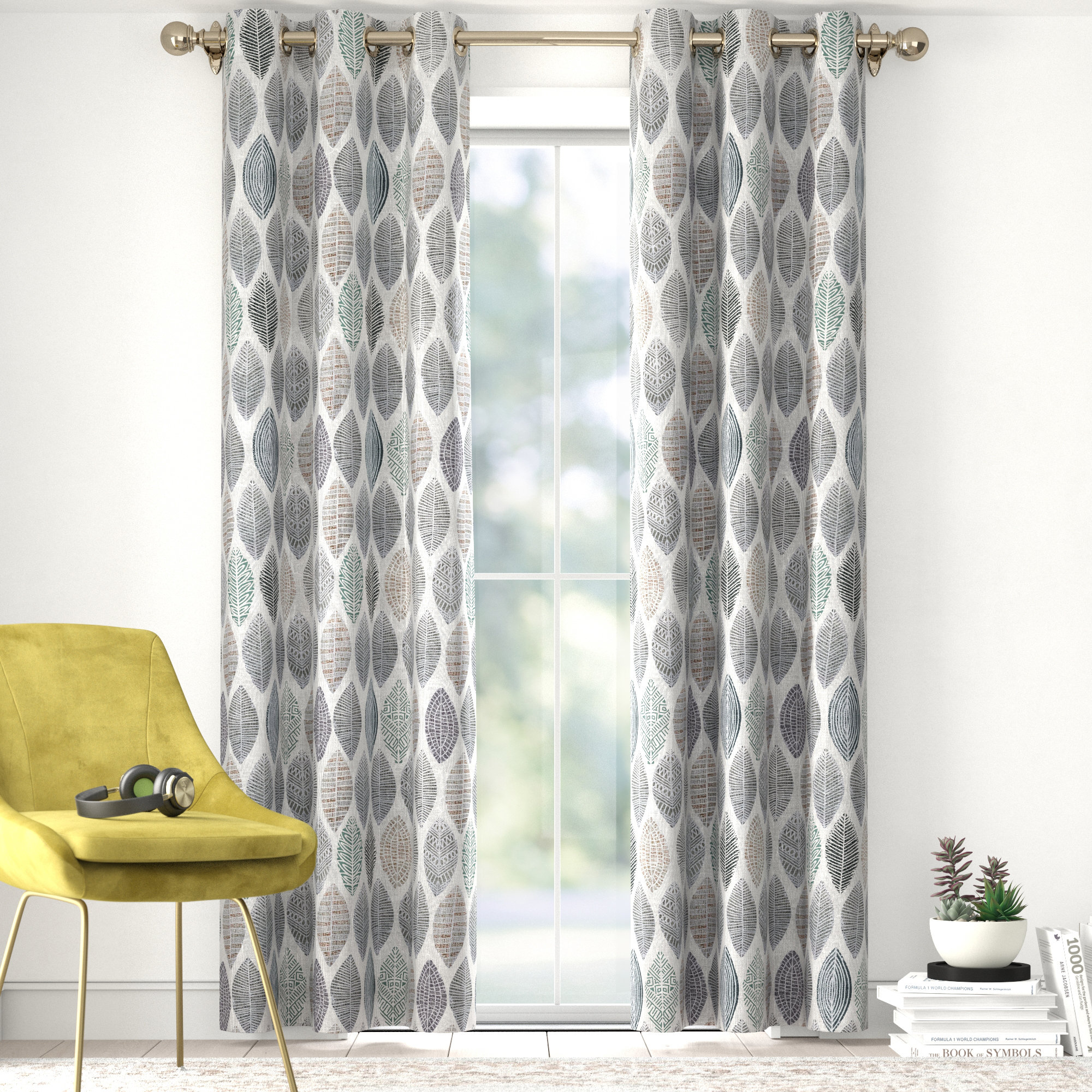 Gold Curtains Panel Striped Patterned Fabric Luxury Bedroom 