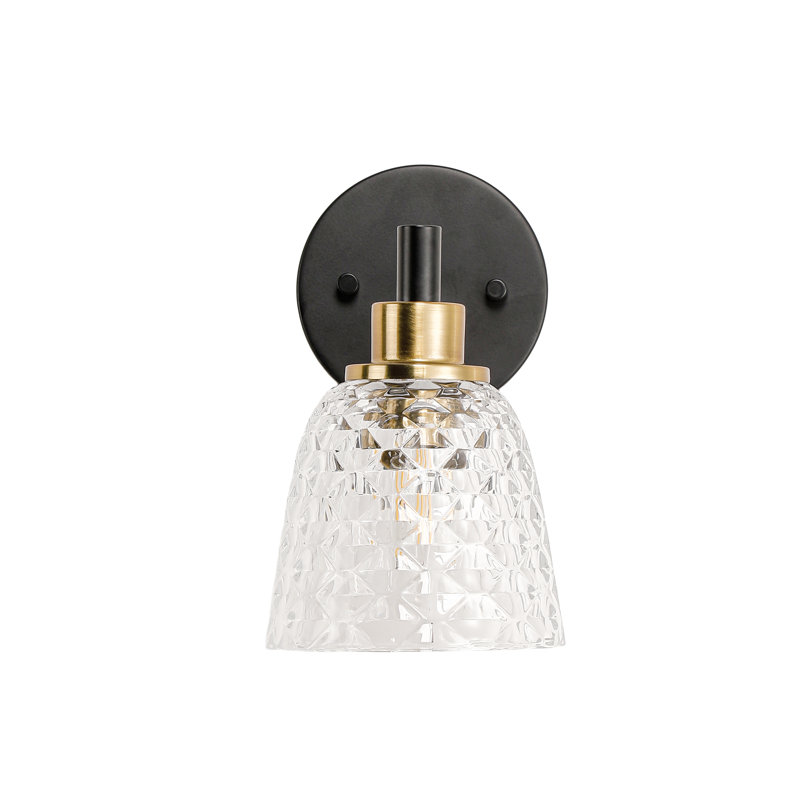 Abner 5" 1-Light Diamond Textured Glass Vanity Light(set of 2), 1