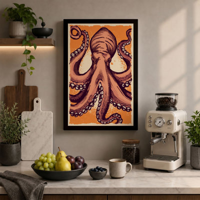 Octopus in Symmetry Boho - Wrapped Canvas