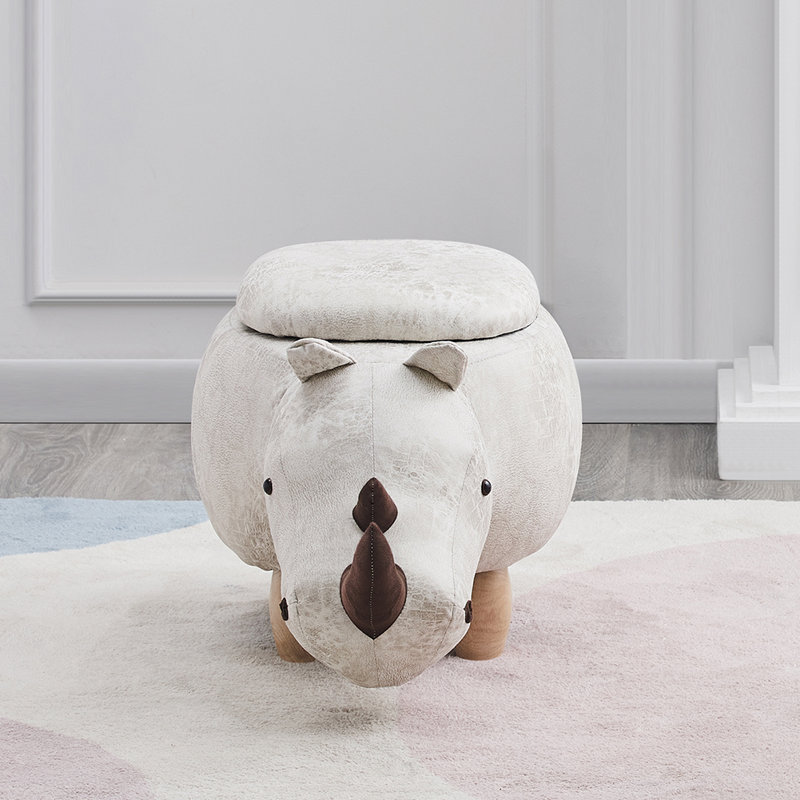 Britten 76cm Wide Faux Leather Novelty Solid Colour Ottoman with Storage, Grey