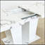 Table de salle à manger extensible pour 6-10, table de cuisine extensible en faux marbre blanc moderne avec base à double colonne, grand rectangle