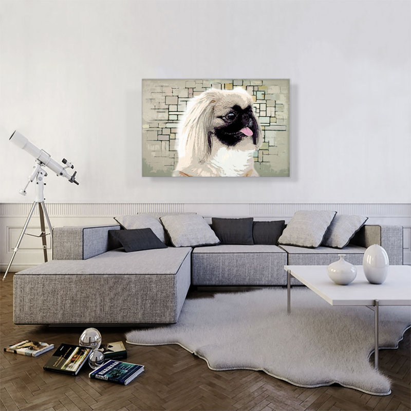 «Pekingese Dog Breed Modern», reproduction d'art sur toile tendue, H 26 po x l 40 po x P 0,75 po