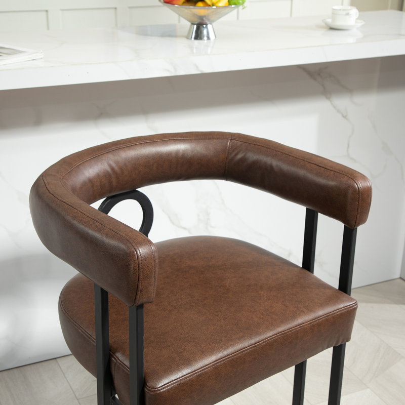 Chaise d'appoint avec structure en métal, chaise rembourrée, chaise simple rembourrée pour l'intérieur, Marron foncé