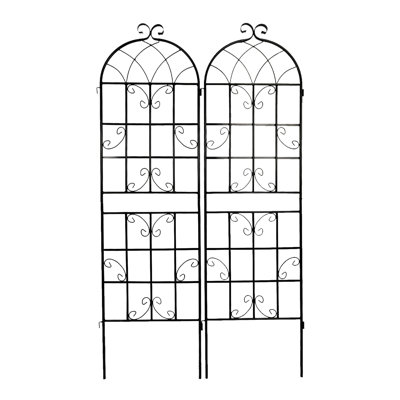Paire de treillis de jardin en métal 71 po x 19,7 po, rouille - support pour plantes d'extérieur, noir, métal galvanisé facile à installer, convient aux plantes grimpantes comme le jasmin, treillis 71 po x 19,7 po Pois 2, fleur antirouille