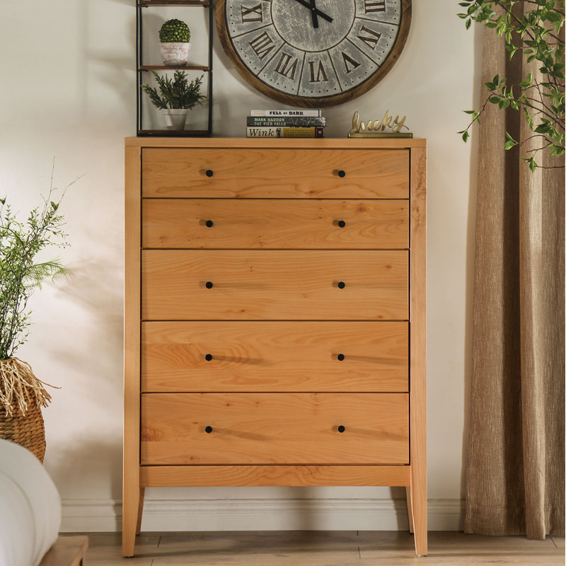 Commode standard 5 tiroirs, Naturel
