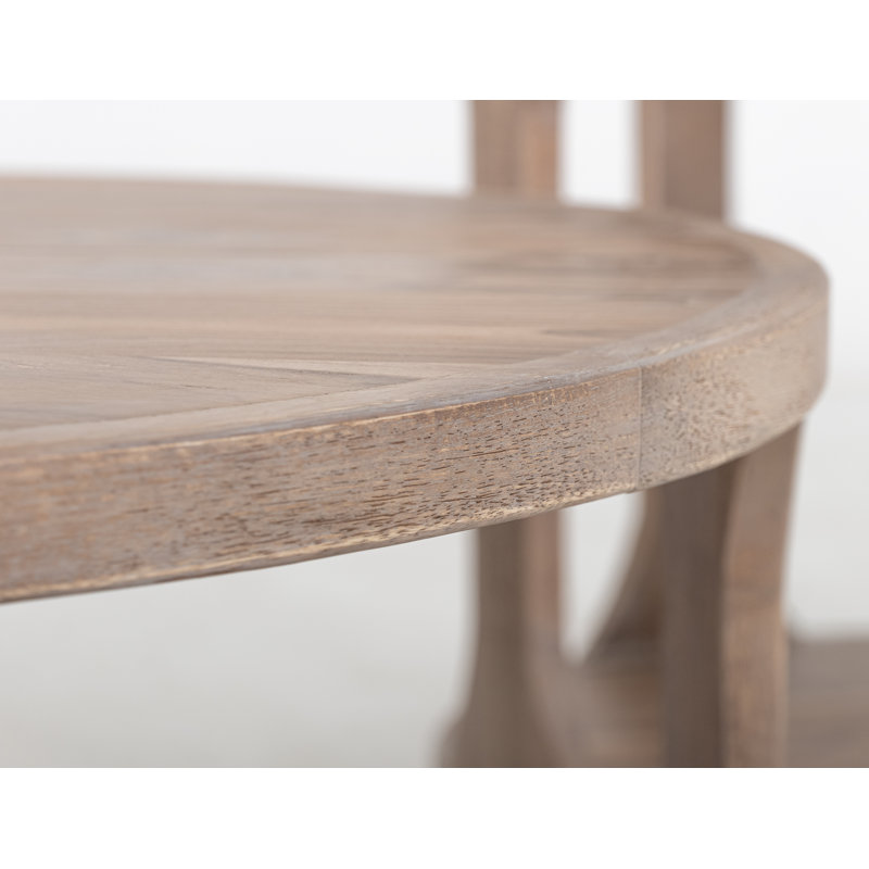 1 Shelf Round Cocktail Table, Natural Wood