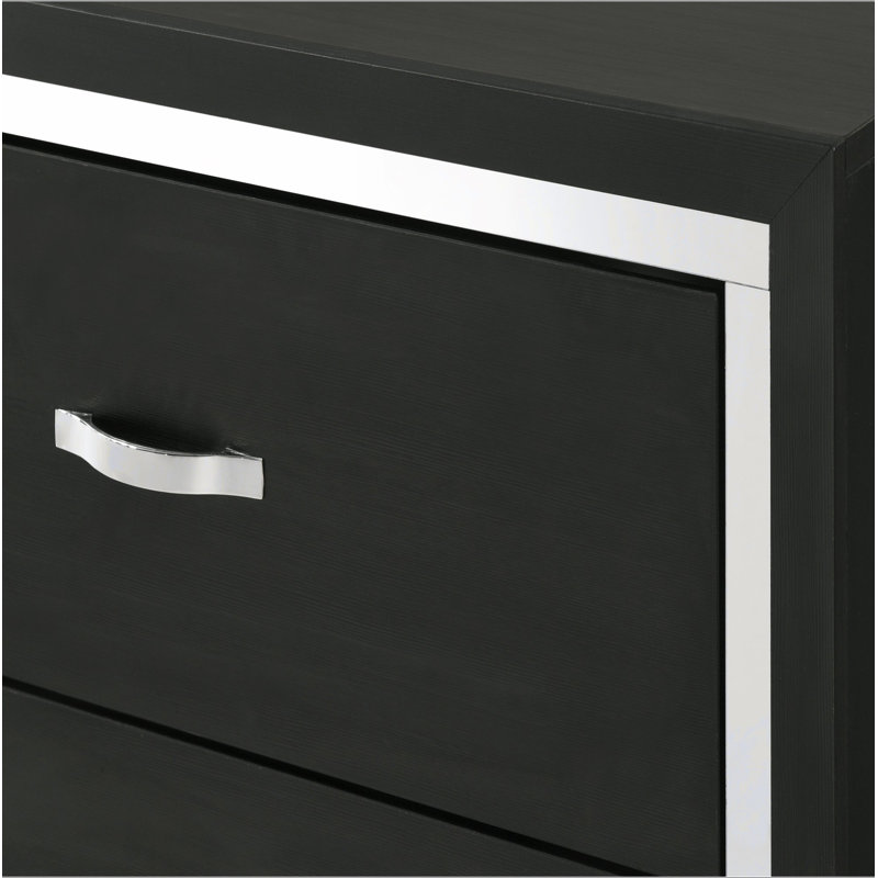 Meuble de chambre à coucher moderne à 1 tiroir Glam 4 tiroirs avec poignées en métal noir