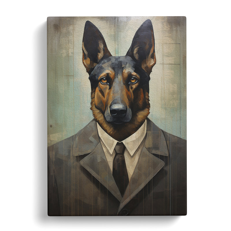 German Shepherd Dadaism Art - Wrapped Canvas, 76cm H x 50cm W x 3cm D