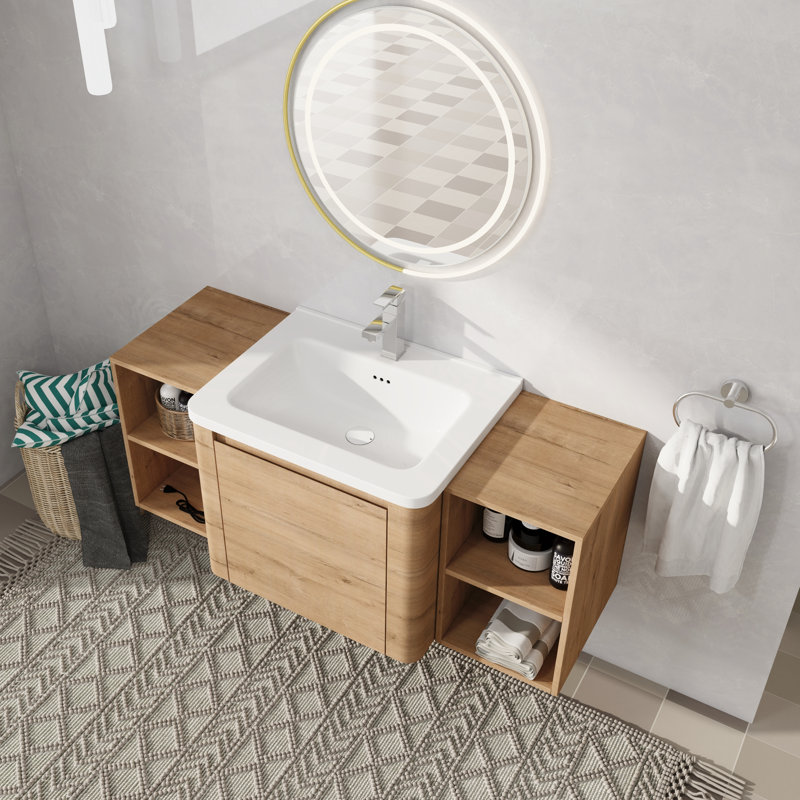 48" Wall Mounted Single Bathroom Vanity with Ceramic Top, 48"