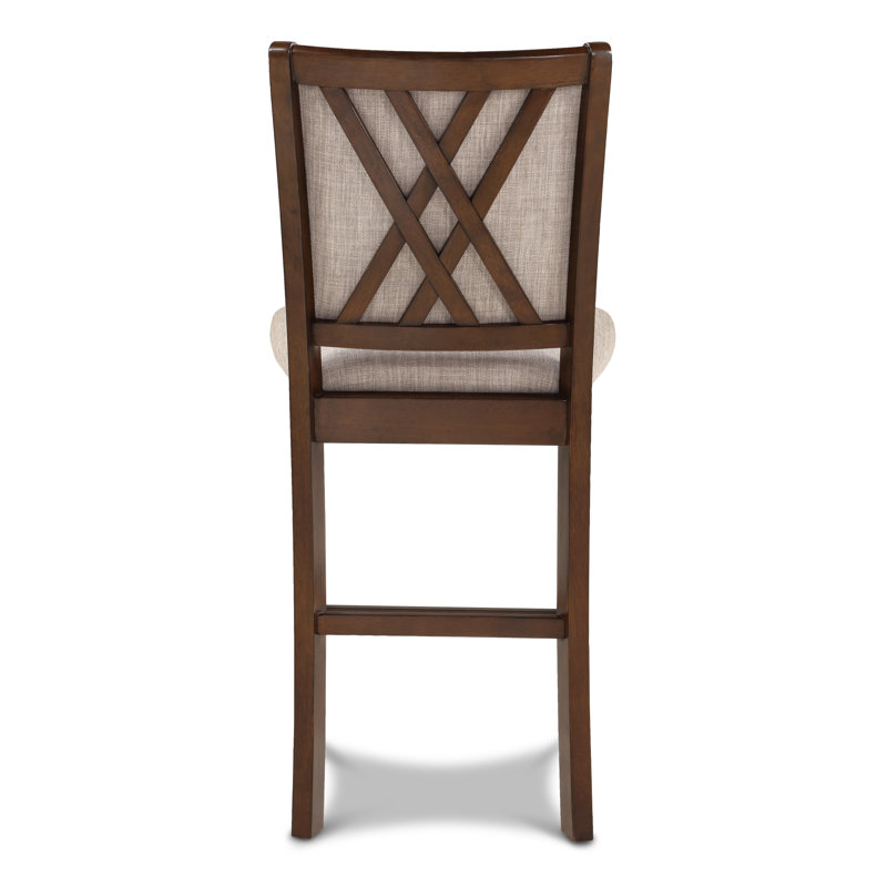 Transitional Cherry Brown 5-Piece Round Bistro Dining Set with Fabric Chairs