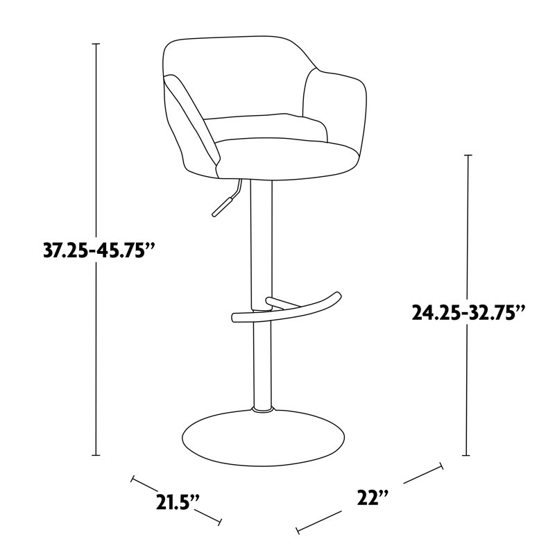 Margarite Adjustable Black Faux Leather Swivel Barstool Set