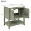 Meuble-lavabo vert de 30 pouces avec lavabo en céramique et rangement polyvalent - idéal pour les petites salles de bain-131361864