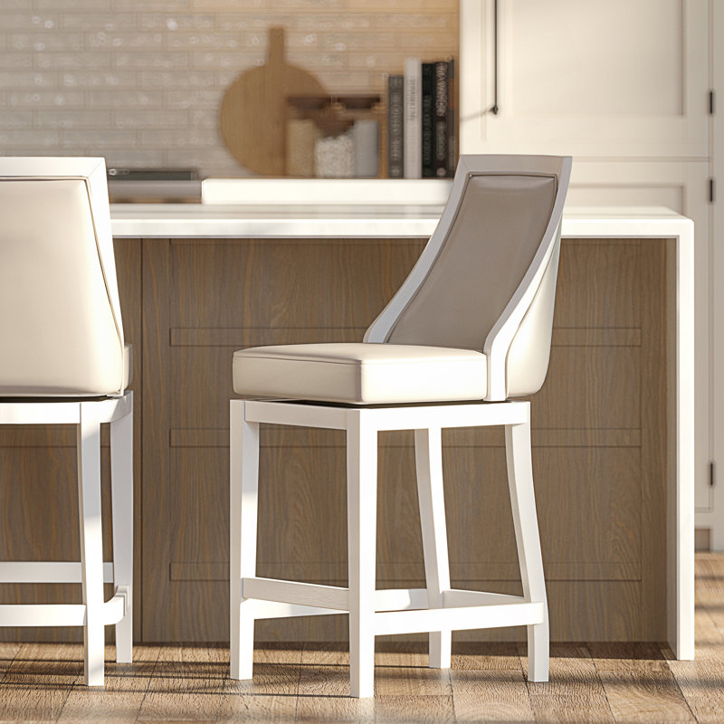 Tabouret de bar pivotant à hauteur de comptoir 1pc avec dossier haut, 26