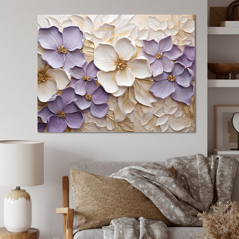 Violet et blanc, minimalisme, violettes - Violettes, impression sur toile, H 30 po x l 40 po, Toile tendue, Sans cadre