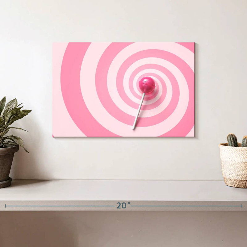 Yarlin Pink Swirl Lollipop, 8" H x 12" W