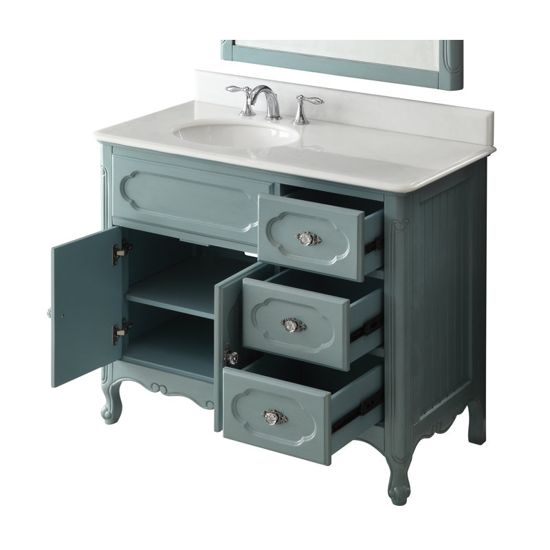 Meuble-lavabo simple 42 po Worton, Bleu