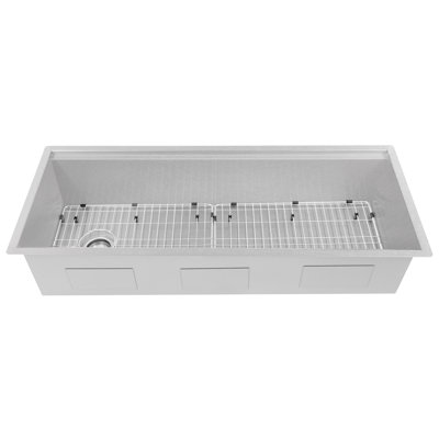 ZLINE 43" Garmisch Undermount Single Bowl Fingerprint Resistant Stainless Steel Kitchen Sink with Bottom Grid and Accessories