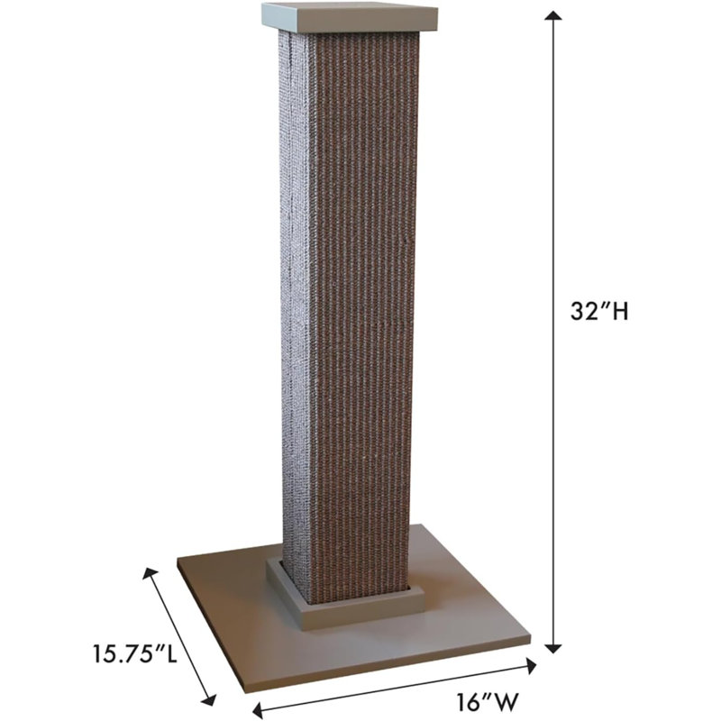 Ultimate Scratching Post – Gray, Large  Tower - Sisal Fiber, Simple Design - For All Cats