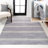 Arriyanah Distressed Ticking Stripe Machine-Washable Lavender/Ivory Rug-1687780138