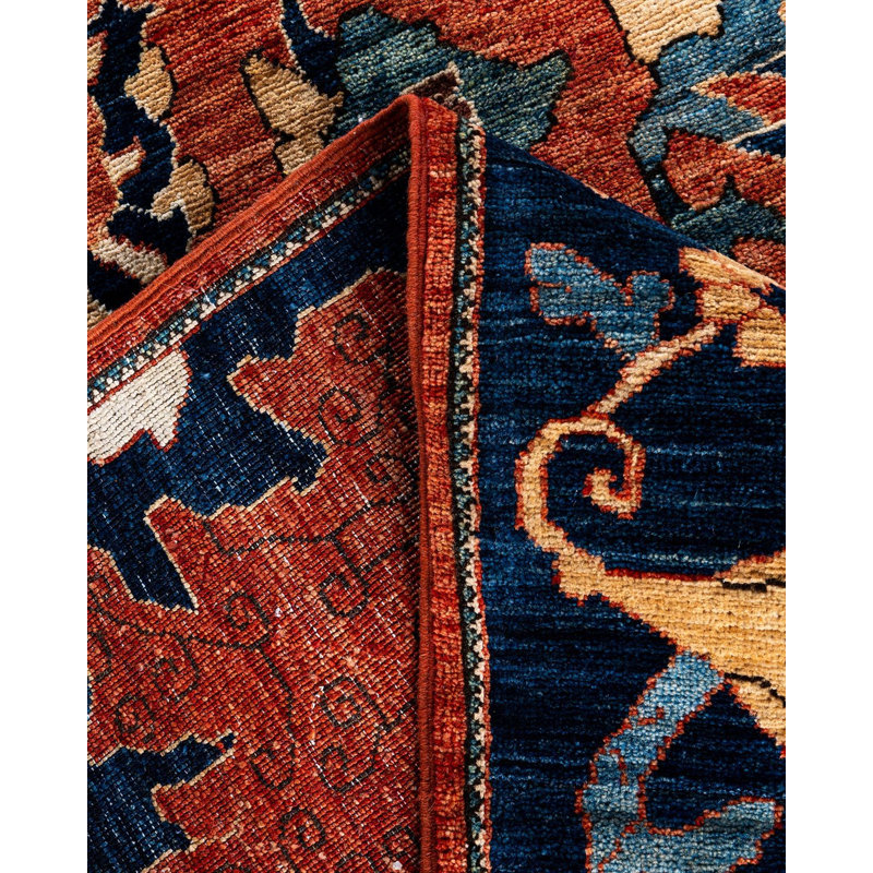 Tapis unique noué à la main Serapi - orange, 7 pi 11 po x 9 pi 11 po
