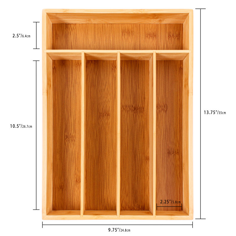 Bamboo 5-Slot Flatware Organizer Set, 14.25" x 10.5"