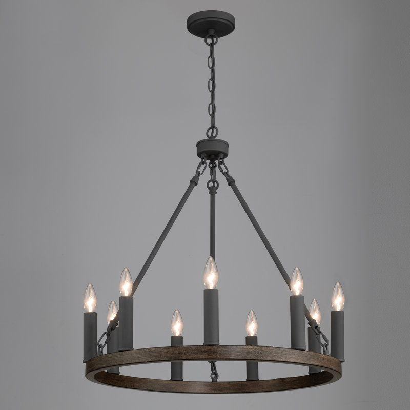 9-Lights Waggon Wheel Chandelier