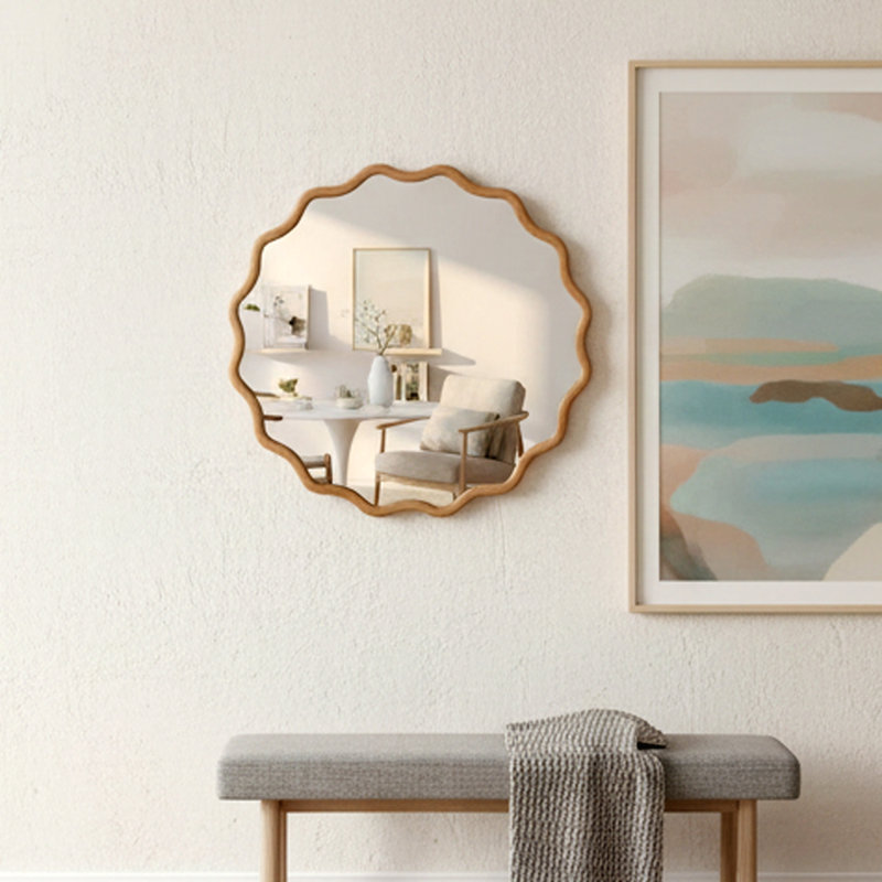 Miroir décoratif rond 24 pouces, Naturel
