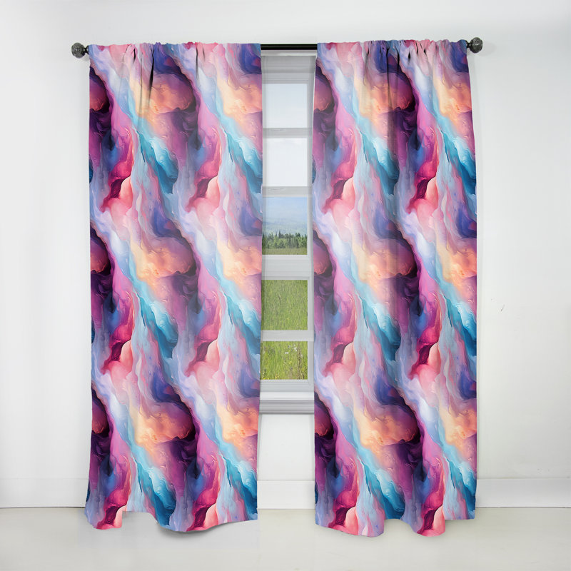 Multicolore Cosmic Marble Nebula - Rideau obscurcissant en marbre marbré abstrait - 1 panneau, L 52 po x L 120 po