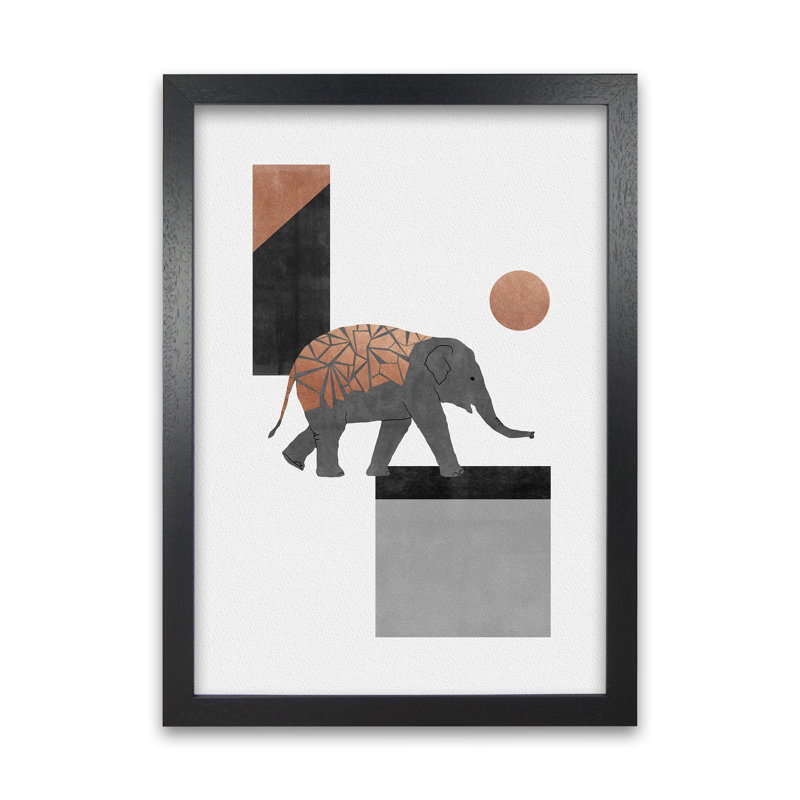 Orara Elephant Mosaic I - Print, Black Framed, 29cm H x 21cm W x 1cm D