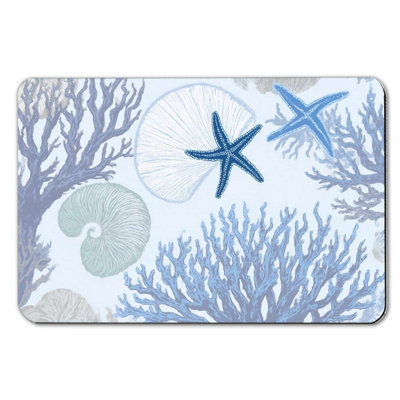 Nautical Coral Shell, Bath Mat, 16 X 24 Inches