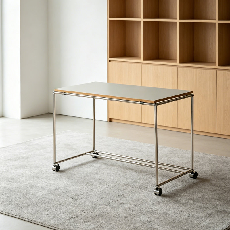 Bureau rectangulaire moderne et minimaliste mobile, 28.54" H x 39.37" W x 21.65" D