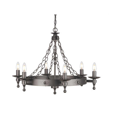 Devin 6 - Light Waggon Wheel Chandelier
