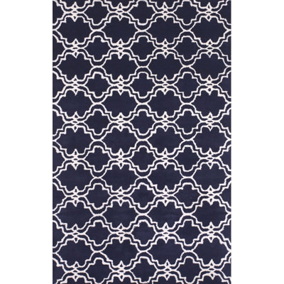 Hand Tufted Wool Area Rug in Blue