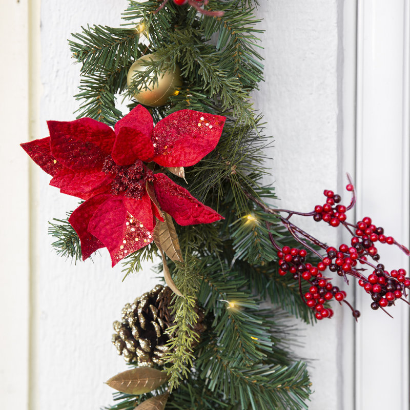 Red Ruby Prelit Garland Wreath Collection