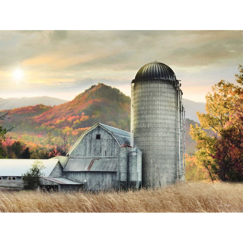 «Autumn at the Farm» par Lori Deiter - reproduction d'art sur toile tendue, H 18 po x l 24 po