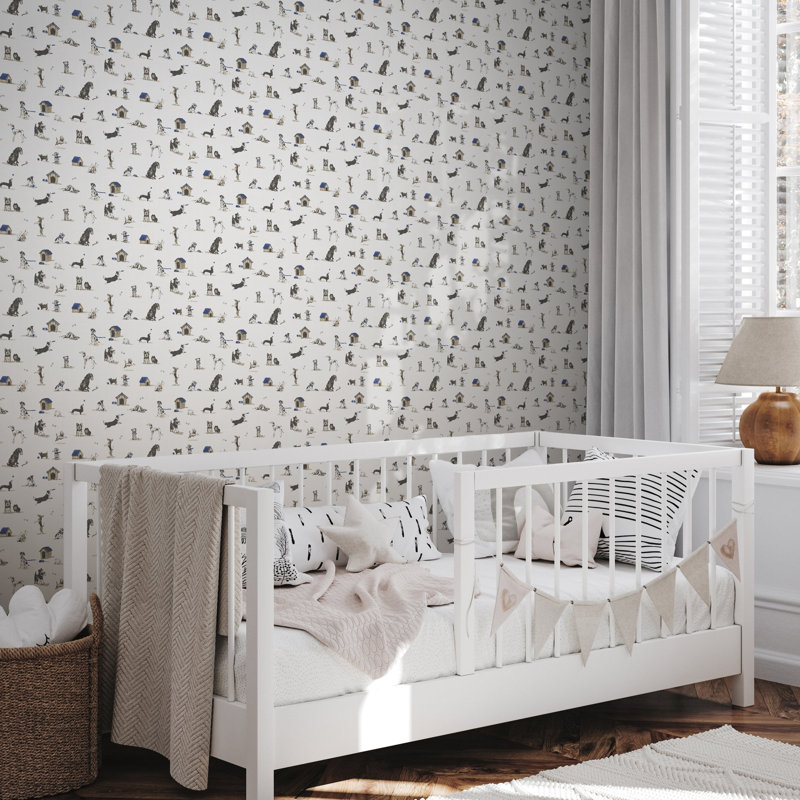 Kids and Teens Collection Doggies Wallpaper Roll, Navy