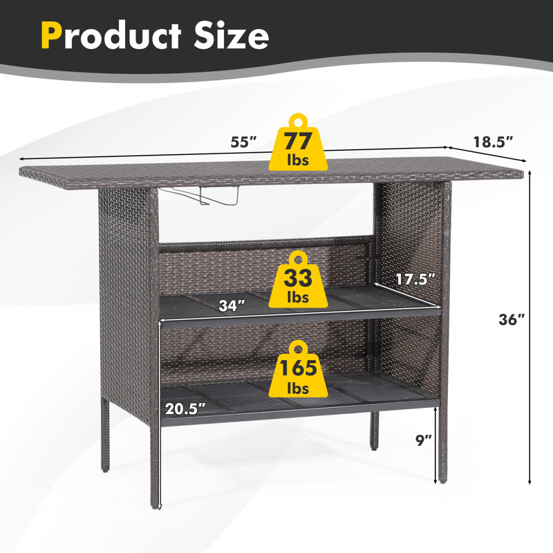 Bruyning Rectangular Wicker/Rattan Outdoor Buffet & Console Table