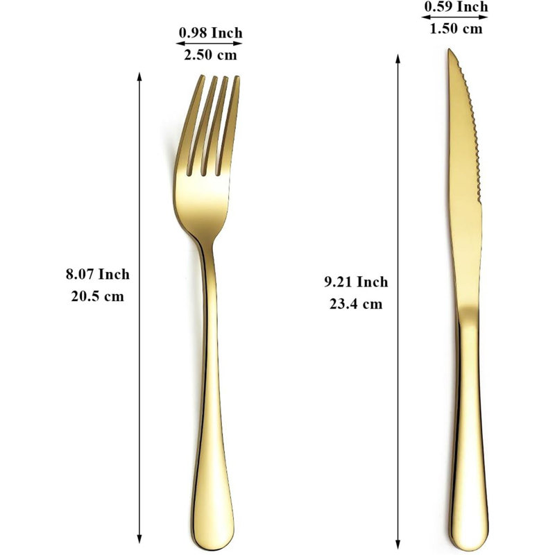 24 Piece Steak Knife Set, Gold