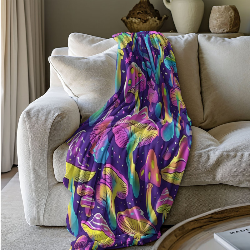 Motif de balise maritime - 1 pièce Sherpa Premium, L 60 po x L 80 po, Motifs champignons amusants