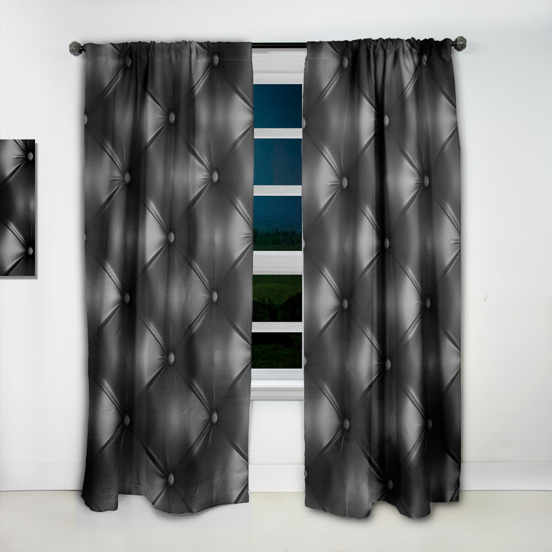 Luxury Sofa Leather Geometric Blackout Thermal Rod Pocket Single Curtain Panel, 52" W x 108" L