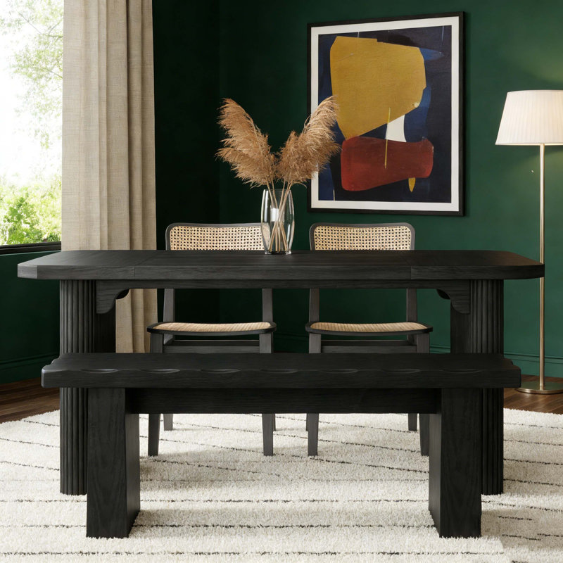 Wooden Entryway Dining Table Bench End of Bed Bench, Black