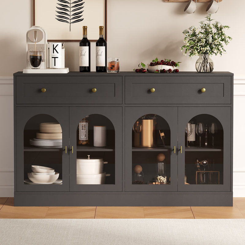 55in Modern Farmhouse Buffet Cabinet,Buffet Cabinet with 3 Drawers and 2 Door Cabinets, Versatile Console Table for Kitchen, Dining Room, or Living Room