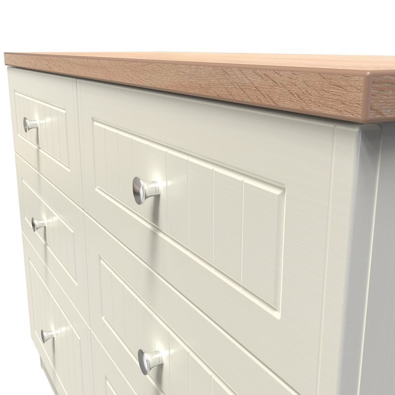 Fully Assembled Mitsuwa 6 - Drawer Chest of Drawers, Cream Ash/Oak