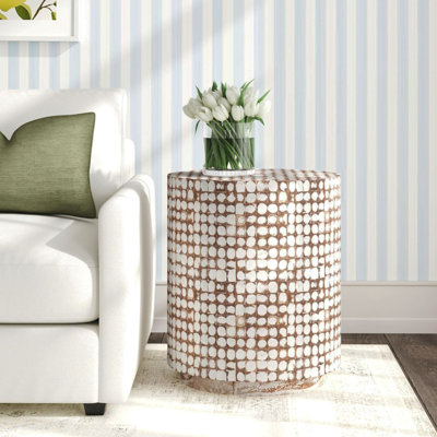 Abbie Coconut Shell Drum End Table