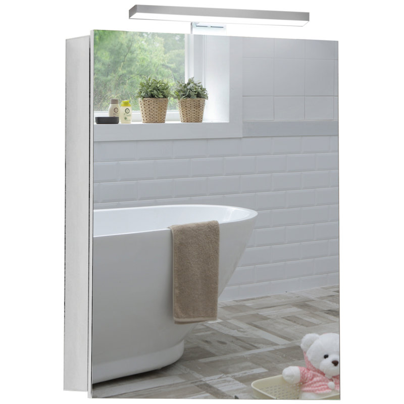Seibel Surface Mirrored Bathroom Cabinets with Mirror and 2 Adjustable Shelves