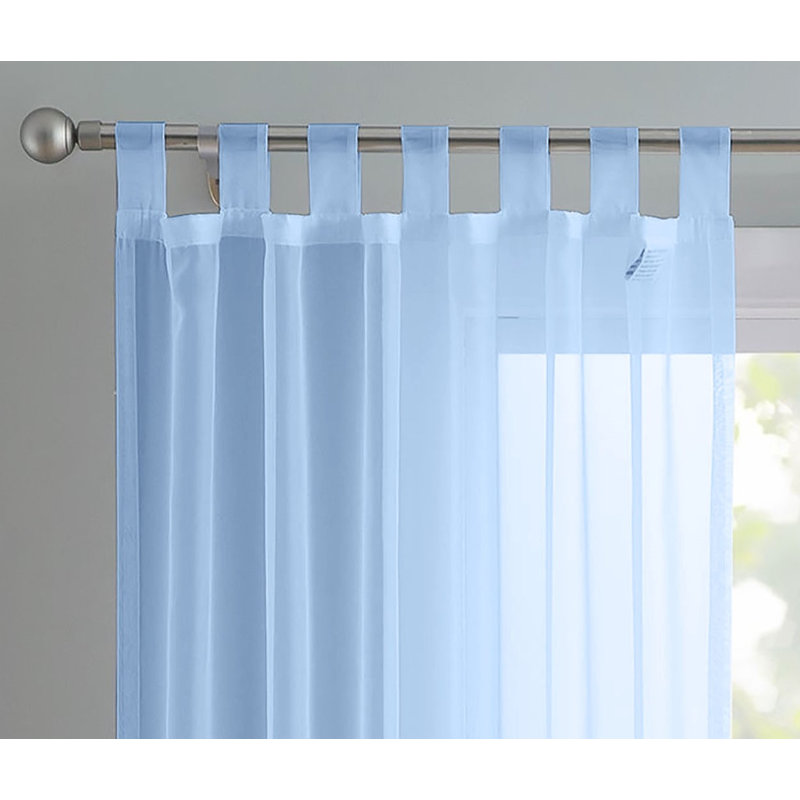 Birdsall Tab Top Sheer Single Curtain Panel, Sky Blue, 144 W x 122 D cm